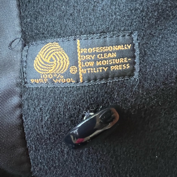 Larry Levine Black Trench Coat 100% Pure Wool - Picture 2 of 8